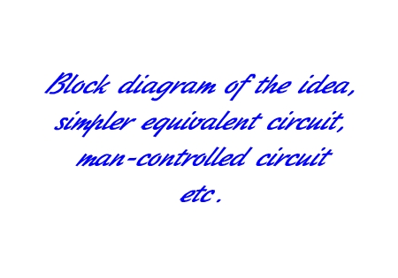 Block diagram of the idea, simpler equivalent circuit, man-controlled circuit etc.